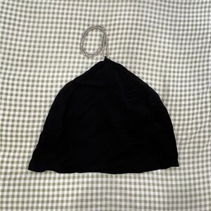 Elegant Black Women's Accessory with Silver Chain halter neck top